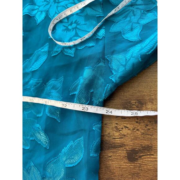 Victoria's Secret VTG Womens M Teal SheerSleepwear 2Piece Pant Set Long Sleeves - Picture 5 of 8